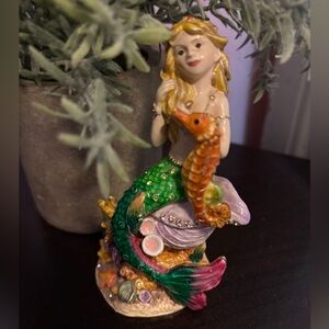 Colorful Mermaid Figurine with Seahorse